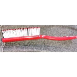 Vntg Red Goody Hair Brush Flat Ball Tip Red+White Hard Plastic 9 Row Prop Rare